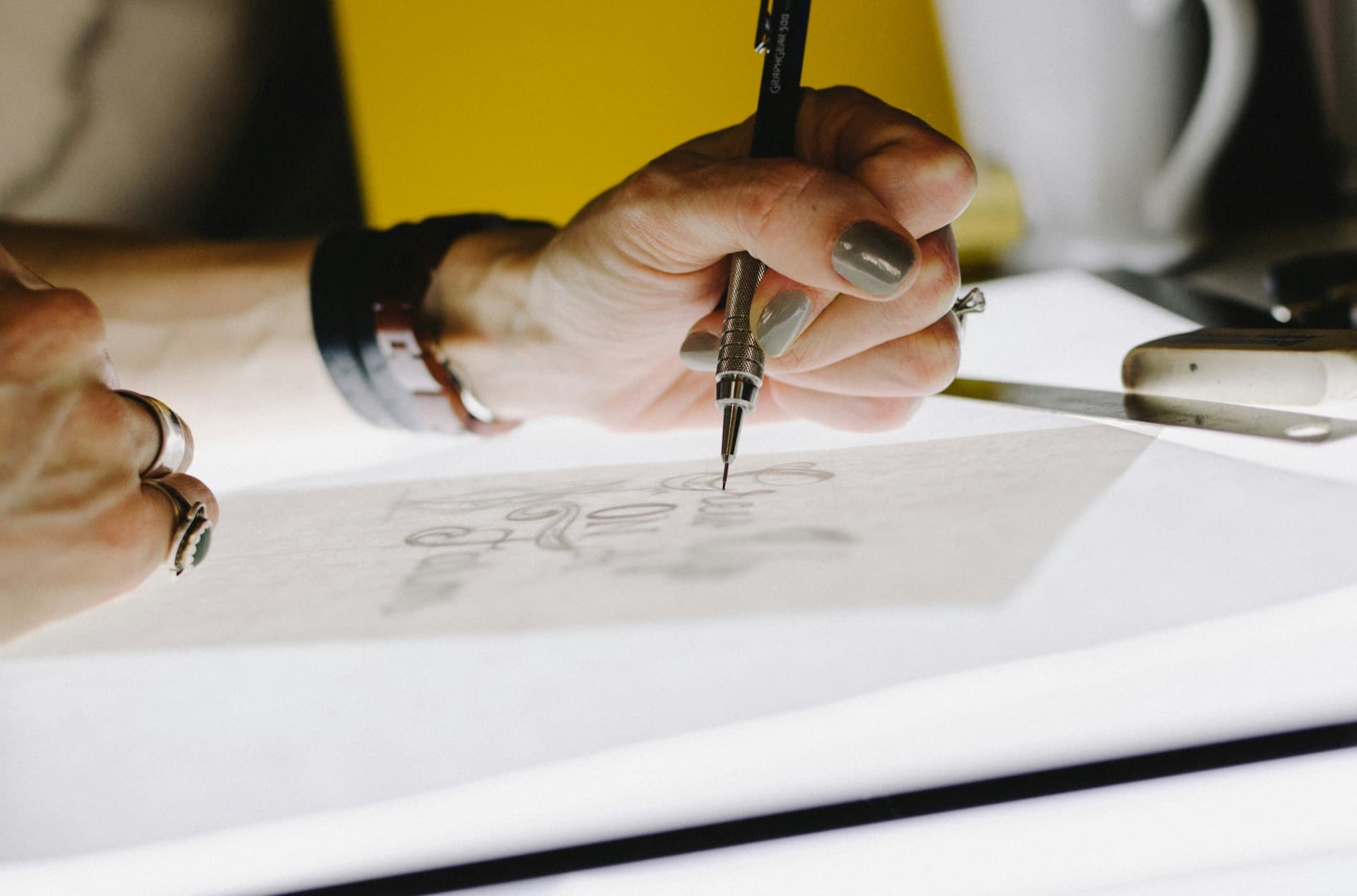 Animated motion graphics scene with layered typography